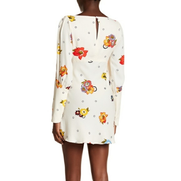 Free People FP Dress Sunshadows Mini Split Sleeve 6 Small NEW Ivory Floral - Picture 8 of 12